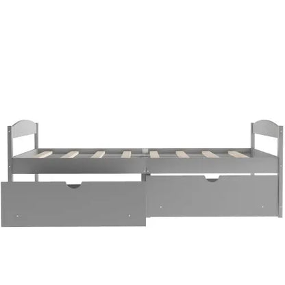 Twin Size Platform Bed, With Two Drawers, Gray My Store