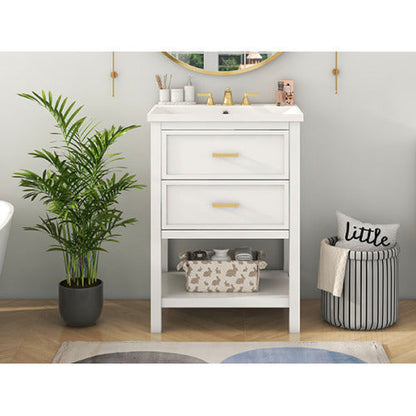 Vanity With Top Sink, Modern Bathroom Storage Cabinet With 2 Drawers My Store