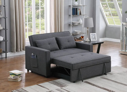Dark Grey Linen Convertible Sleeper Double Sofa My Store