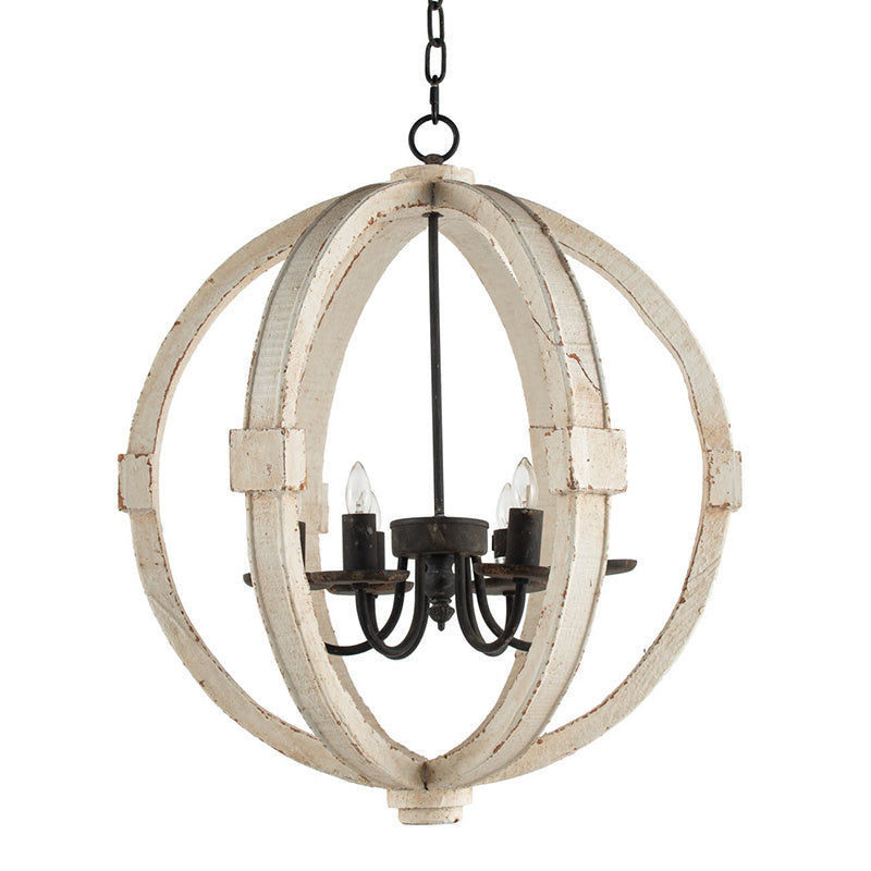 6 - Light Wood Chandelier With Adjustable Chain Inkedjoy