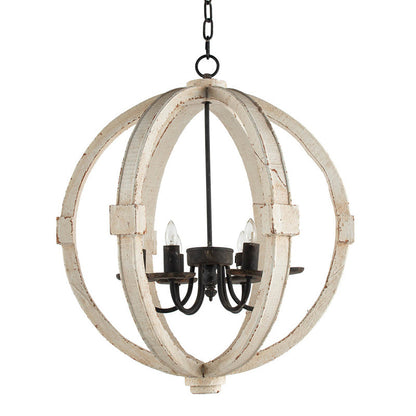 6 - Light Wood Chandelier With Adjustable Chain Inkedjoy