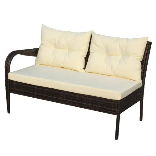 Outdoor Patio Furniture Sets 2 Piece Conversation Set Wicker Ratten Sectional Sofa With Seat CushionsBeige Cushion My Store