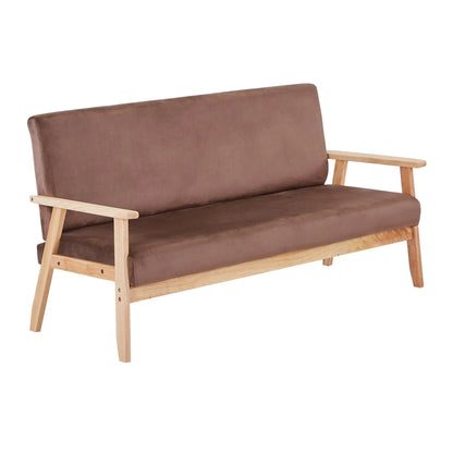 Modern Velvet Loveseat Sofa With Wooden Arms Office Couch 2-3 Seat My Store