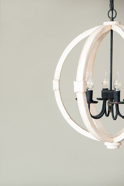 6 - Light Wood Chandelier With Adjustable Chain Inkedjoy