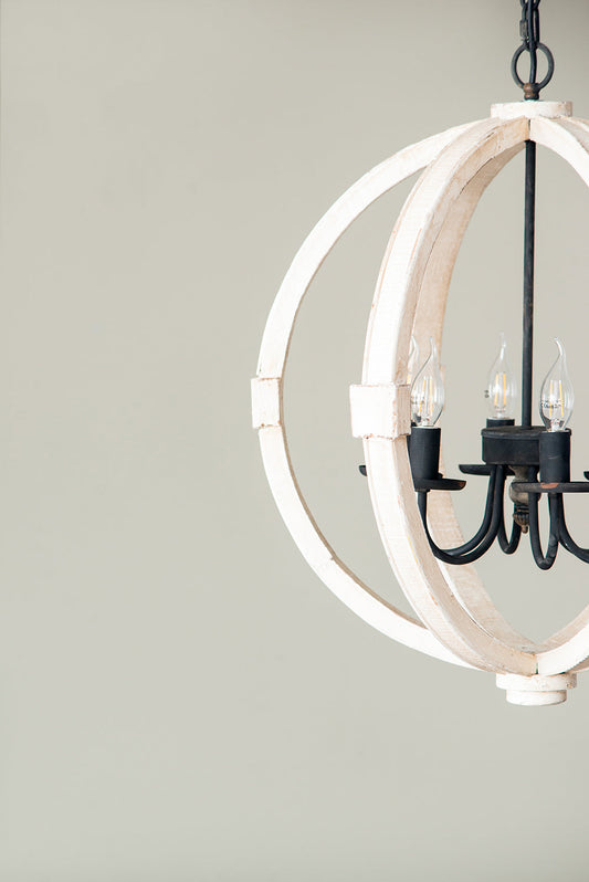 6 - Light Wood Chandelier With Adjustable Chain Inkedjoy