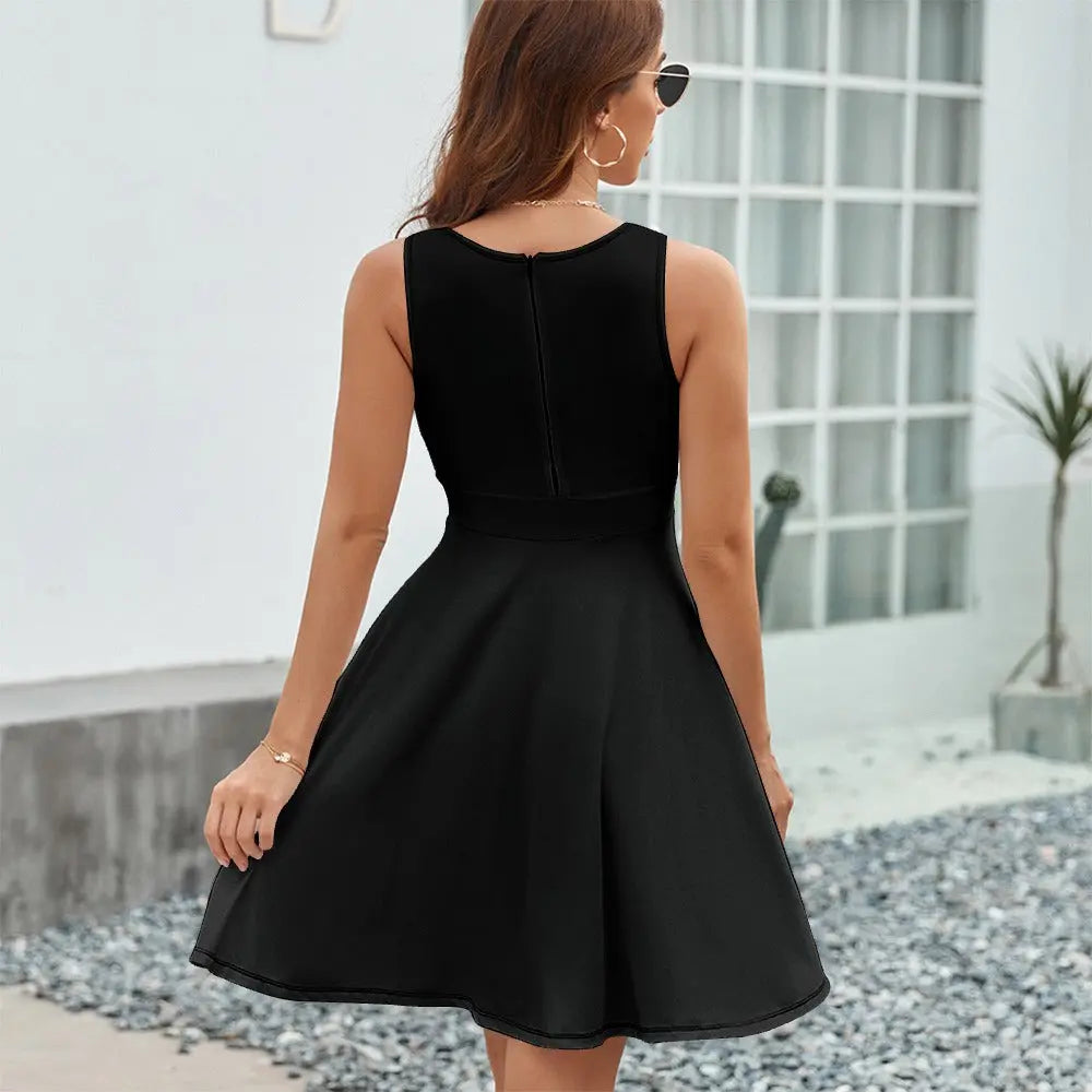 Ladies Sleeveless Black Dress Inkedjoy
