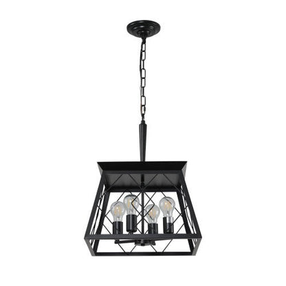 4 Lights Farmhouse Chandelier For Dining Room Black Inkedjoy