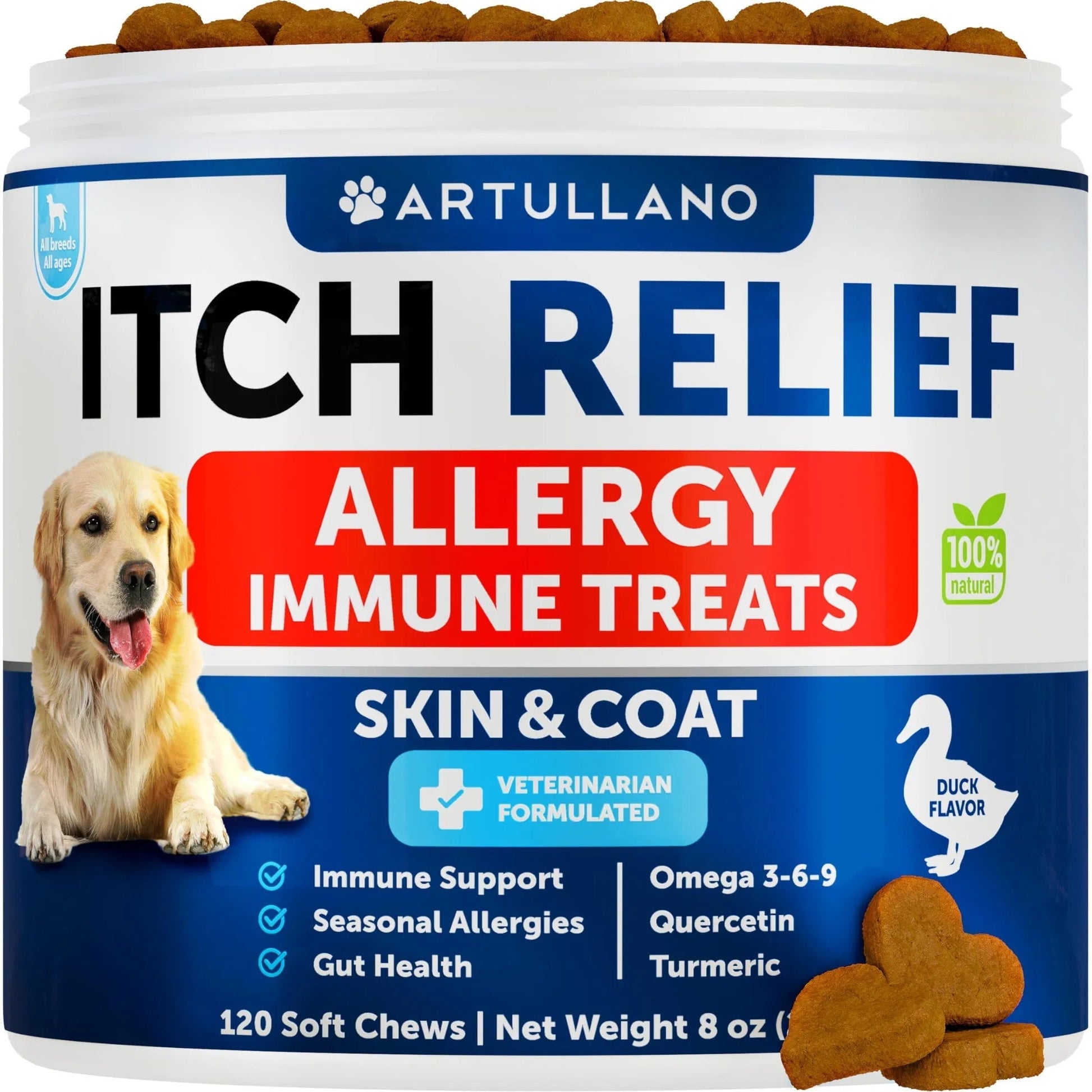 Allergy Relief Chews Itching Skin Relief For Dogs Fish Oil 3 Seasonal Allergies Pills Skin & Coat- 120 Soft Treats My Store