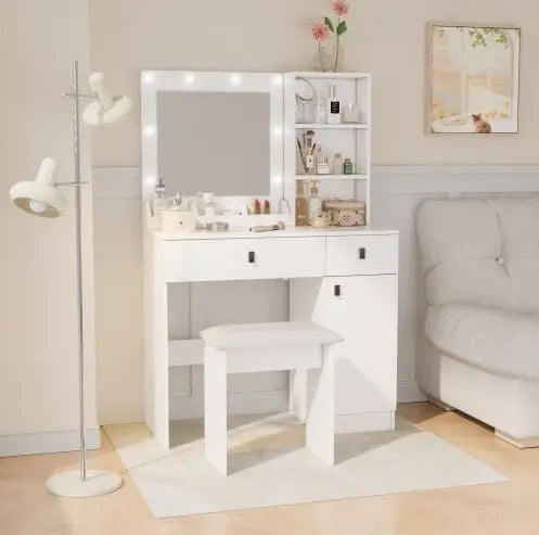 Vanity Desk With Lights With Large Drawers My Store
