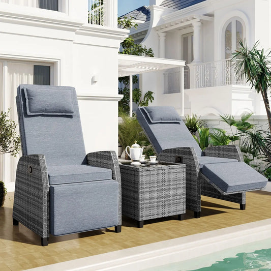 U Style Outdoor Rattan 2-Person Set W  Coffee Table For Courtyard My Store