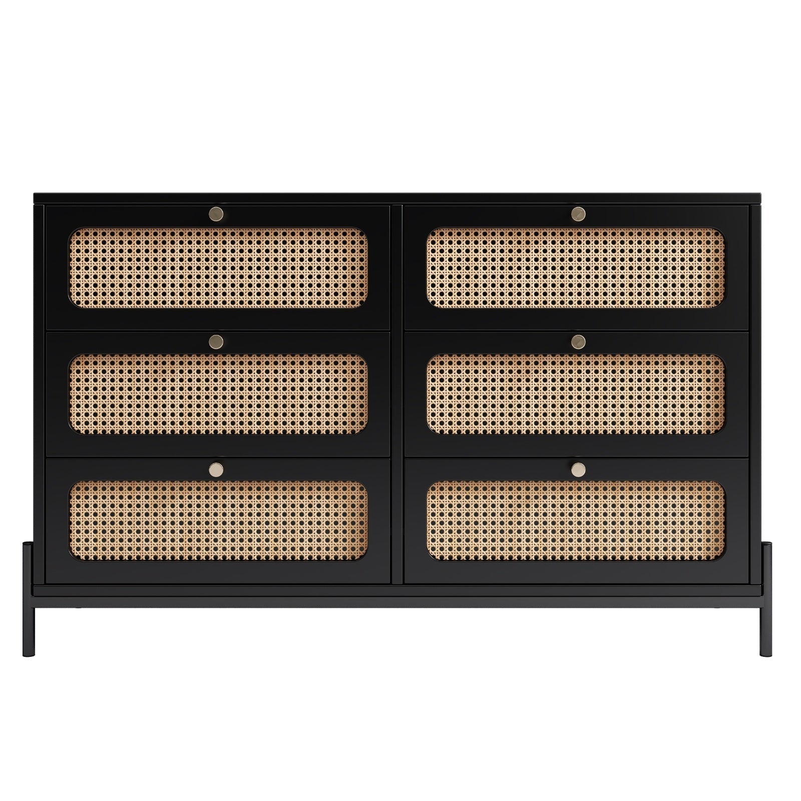 Modern Cannage Rattan Wood 6-Drawer Dresser My Store