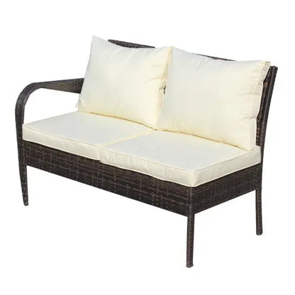4 Piece Patio Sectional Wicker Rattan Outdoor Furniture Sofa Set With Storage Box Brown My Store