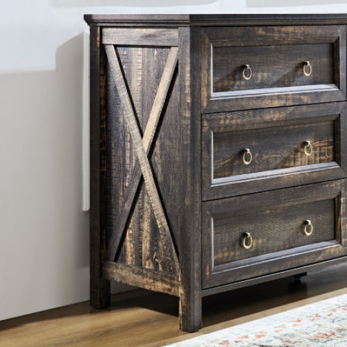 Fiberboard Farmhouse 6-Drawer Bedroom Dresser Inkedjoy
