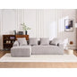 LY-023 WHITE COMPRESSION SOFA Combining Chaise Longue With 3-seater, Corduroy Fabric, Full Sponge Compression Sofa,combined Sofa With 4 Pillows For Living My Store