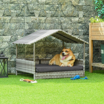 The Rattan Dog House Outdoor With Canopy Is Suitable For Small And Medium-sized Dogs My Store