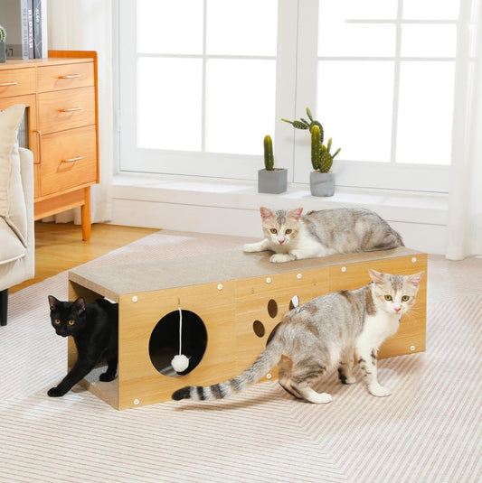 MUlti-Hole Fun Cat Tunnel With Scratching Board My Store