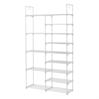 Double Row 9-Layer Shoe Rack With Handles White Inkedjoy