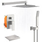 Rain Shower System Matte Black 10 Inch Square Rainfall Shower Head With Handheld Sprayer Inkedjoy