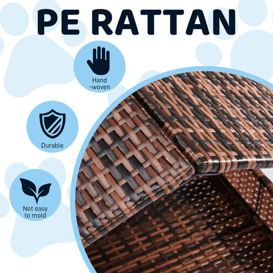 Herringbone Top Brown Gradient Rattan Beige Mat Cat And Dog House My Store