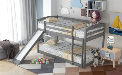 Gray Twin Twin Bunk Bed Convertible Slide Ladder My Store