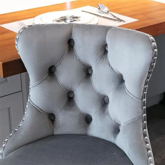Rotating Velvet Bar Stool Gray 2-piece Set My Store