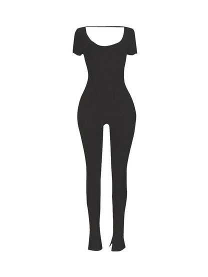 Solid Split Bodycon Jumpsuit for Women - Stylish & Durable Ohberri
