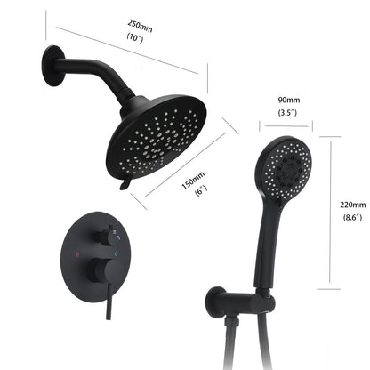 Round Shower System Wall Mounted Rain Mixer Combo Set Inkedjoy