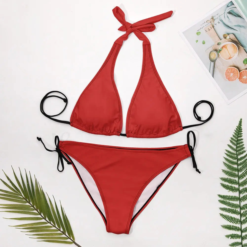 V-Neck Bikini Swimsuit Inkedjoy