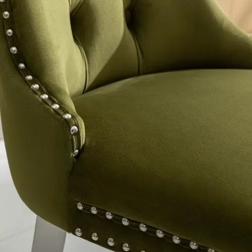 High-end Tufted Solid Wood Contemporary Velvet Upholstered Dining Chair With Chrome Stainless Steel Plating Legs,Nailhead Trim,Set Of 2 My Store