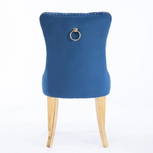 High-end Tufted Solid Wood Contemporary Velvet Upholstered Dining Chair With Golden Stainless Steel Plating Legs,Nailhead Trim,Set Of 2 My Store