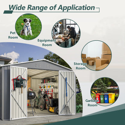 10 X 10 FT Outdoor Storage Shed- Grey Inkedjoy