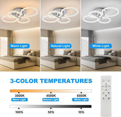Modern LED Ceiling Light, Flush Mount Ceiling Light With Dimmable Remote Control, 6Rings Acrylic My Store