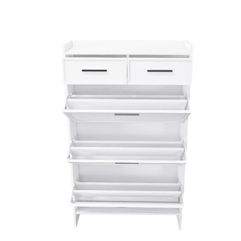 Shoe Rack 3 Doors With 2 Drawers With Open Space Inkedjoy