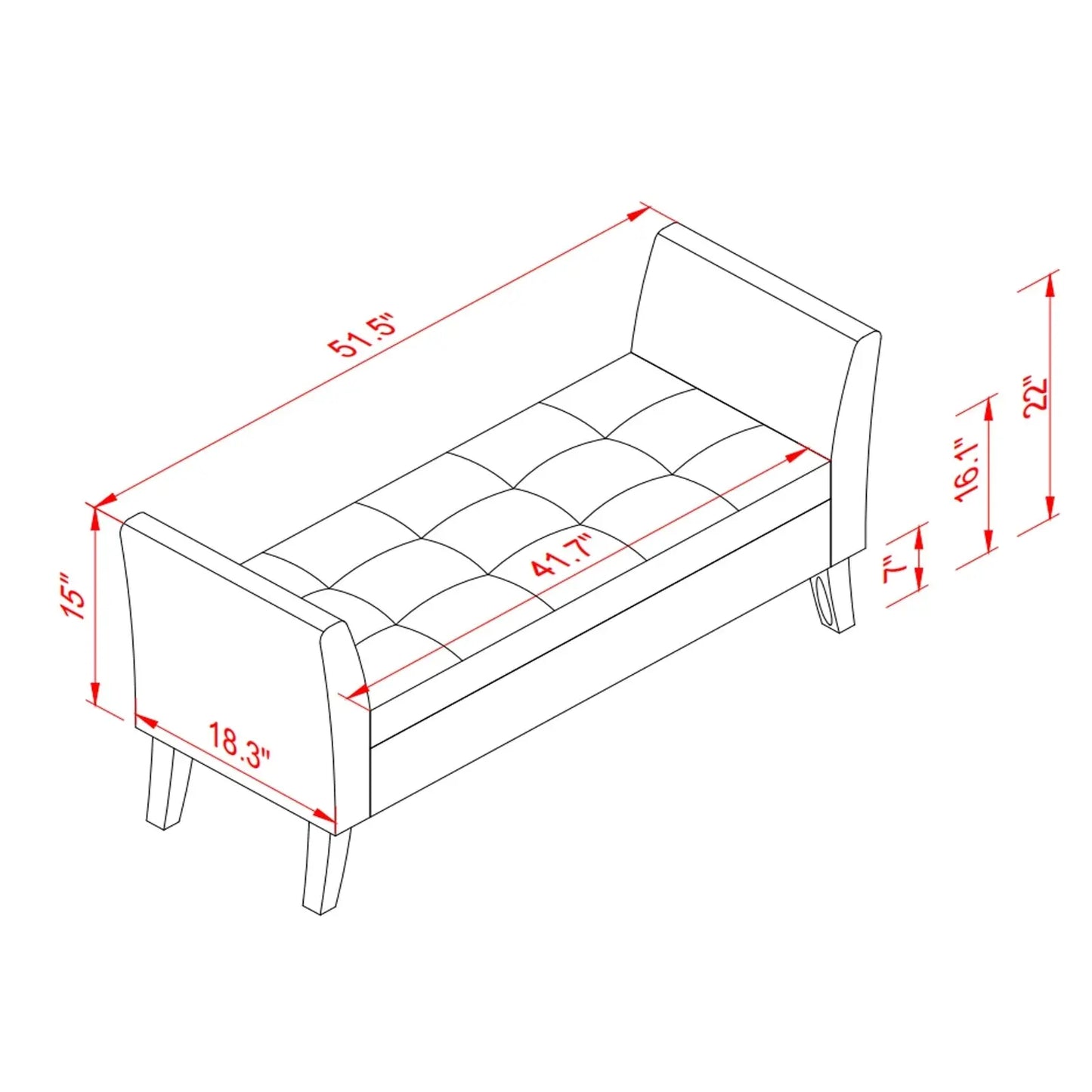 51.5  Bed Bench With Storage Grey Velvet My Store