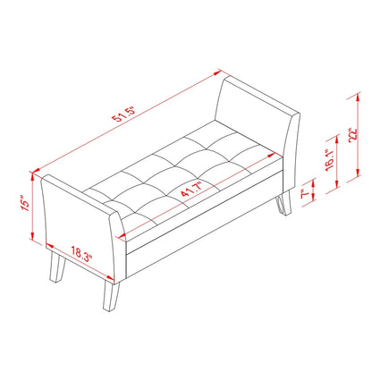 51.5  Bed Bench With Storage Grey Velvet My Store