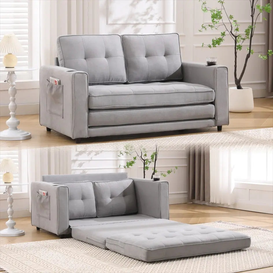 3-in-1 Convertible Sofa With Pull Out Sleeper Couch Bed My Store