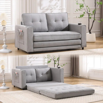 3-in-1 Convertible Sofa With Pull Out Sleeper Couch Bed My Store