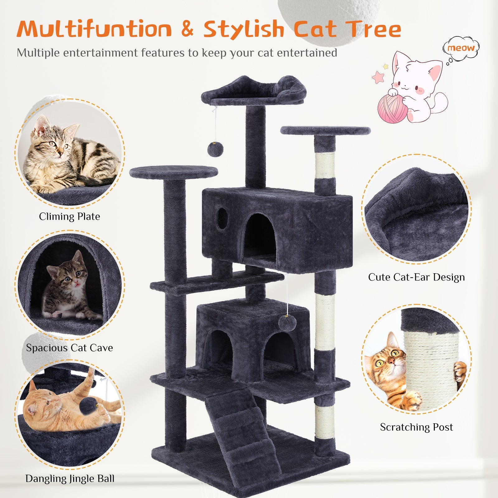 Multi Functional Cat Treehouse Cat Climbing Frame My Store