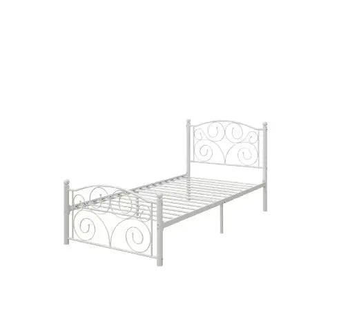 Twin Size Unique Flower Sturdy System Metal Bed Frame With Headboard And Footboard My Store
