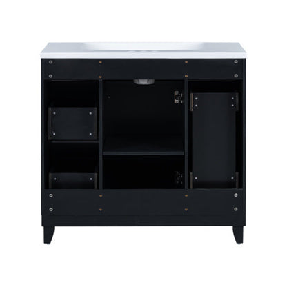 Vanity Cabinet With Sink Top Combo Set  And 3 Drawers- Black My Store