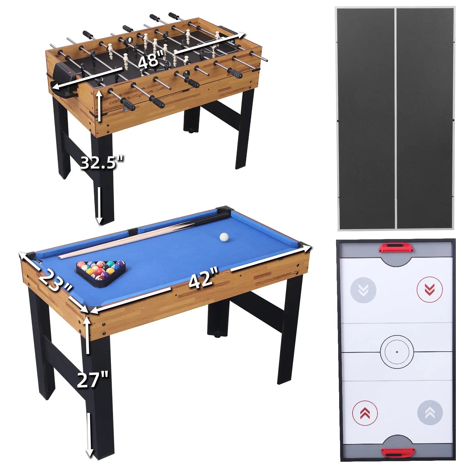48in Folding Portable Combination Game Table  Set With Ping Pong, Air Hockey, Pool Billiards For Kids And Adults, Indoor And Outdoor Games My Store
