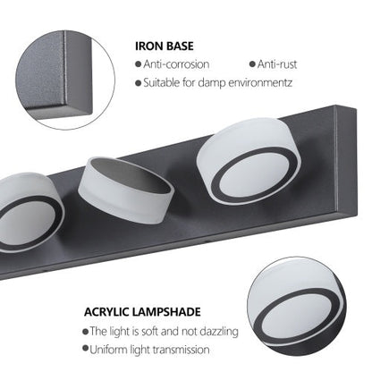 LED Modern Black 4 Light Vanity Light Fixture Mirror Bathroom Wall Light Inkedjoy