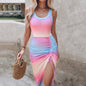 Women's Summer Sexy Sleeveless Side Split Drawstring Bodycon Ruched Tank Dress Inkedjoy