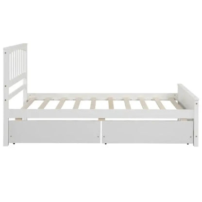 Twin Size Platform Bed With Two Drawers, White My Store