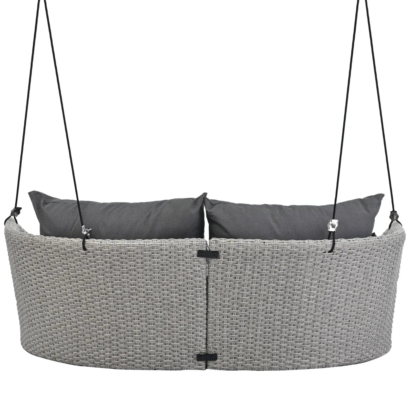 GO 51.9 2-Person Hanging Seat, Rattan Woven Swing Chair, Porch Swing With Ropes, Gray Wicker And C My Store