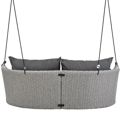 GO 51.9 2-Person Hanging Seat, Rattan Woven Swing Chair, Porch Swing With Ropes, Gray Wicker And C My Store