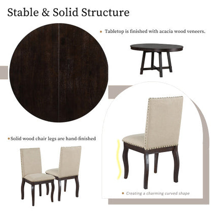 5-piece Farmhouse Wooden Dining Table Set Inkedjoy