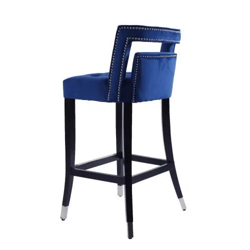 Suede Velvet Barstool With Nailheads Dining Room Chair2 Pcs Set - 30 Inch Seater Height My Store