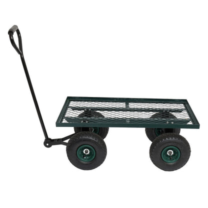 Iron Wood Green Garden Cart With Four Wheels Inkedjoy