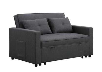 Dark Grey Linen Convertible Sleeper Double Sofa My Store